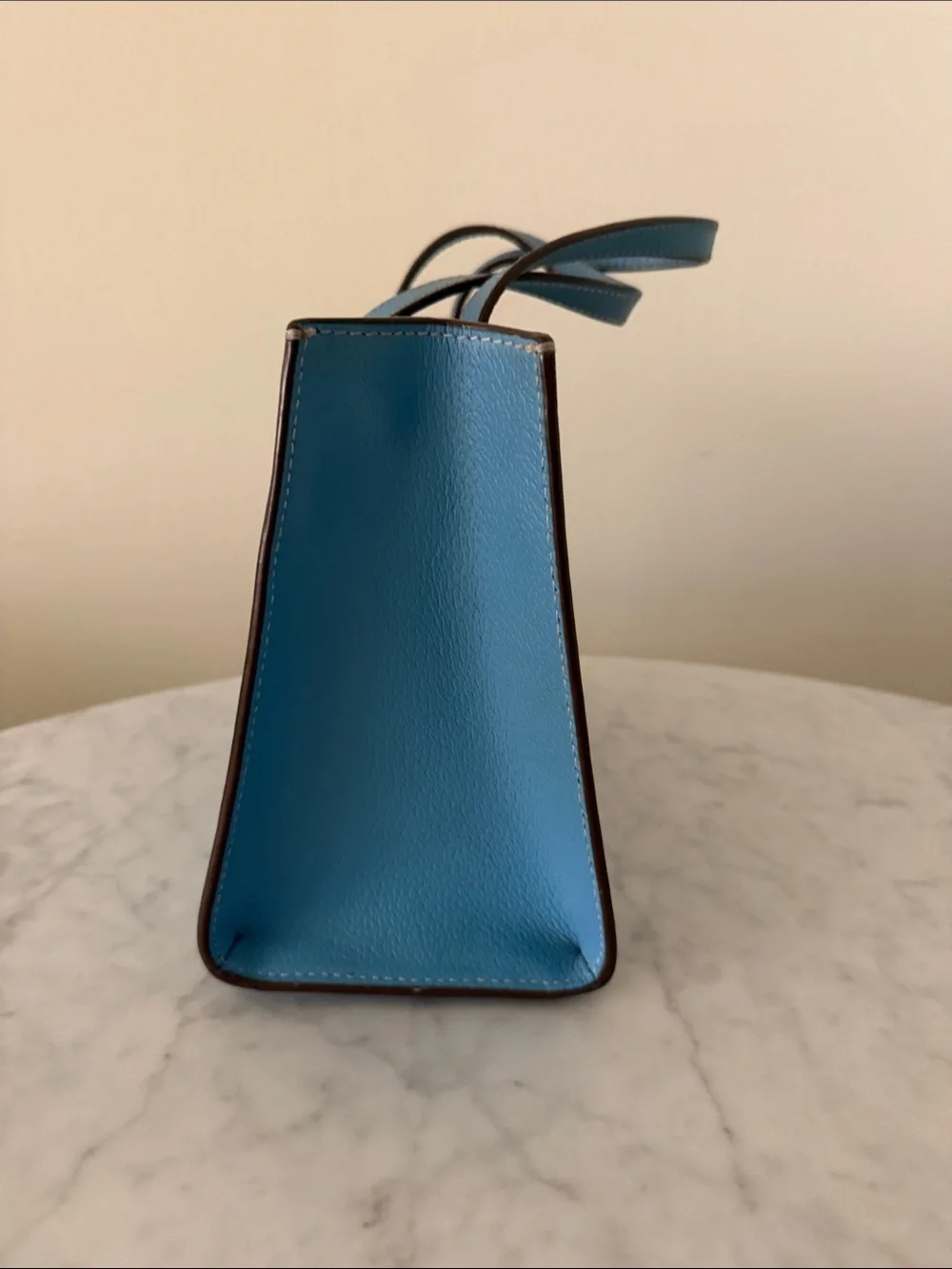 kate spade Blue Leather Mini Satchel with Gold Logo